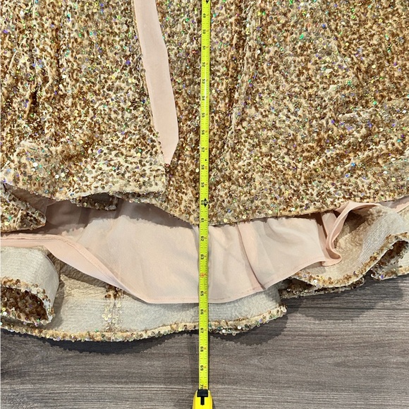 NWT! Portia and Scarlett Gold Strapless Prom Formal Dress Sequin Dress PS23521 - Picture 5 of 15